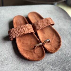 Brown Woven Strap Sandals